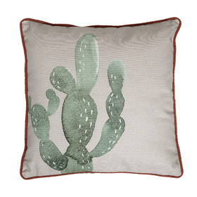 Bloomingville Cactus Square Reversible Cotton Cushion Green (1)